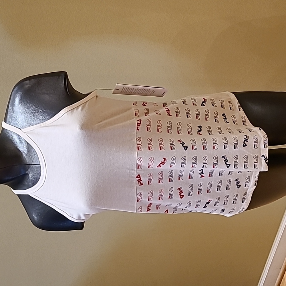 FILA tank top white cotton with Fila logo print size S - Picture 1 of 9
